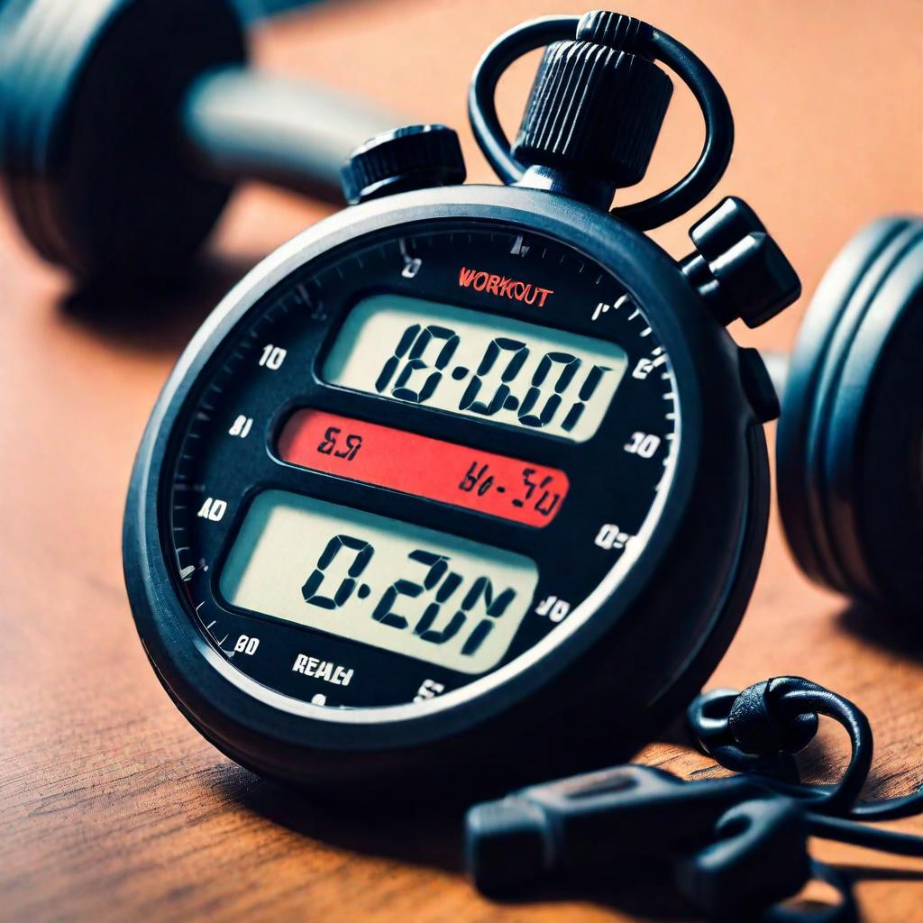 A close-up of a stopwatch with a workout routine, symbolizing the efficiency and time management benefits of quick 10-minute workouts.